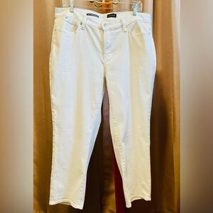 Talbots Women's 14W White Straight Leg Crop Jeans GUC